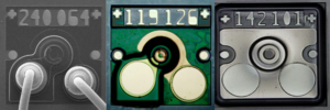Three VCSELs side-by-side.